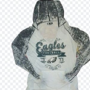Eagles Long Sleeve Burnout Hoodie Kangaroo Pocket Shirt